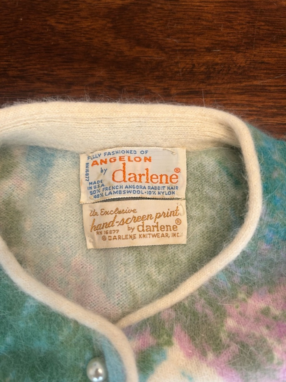 Vintage Angelo’s By Darlene 50s-60s Floral Pastel Cardigan Sweater - Multicolor - Picture 2 of 4